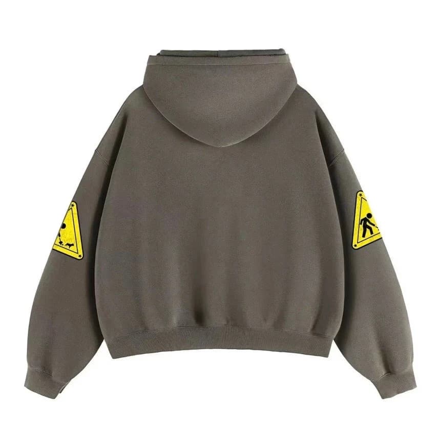 Washed grey Bleu Royal zip hoodie, back