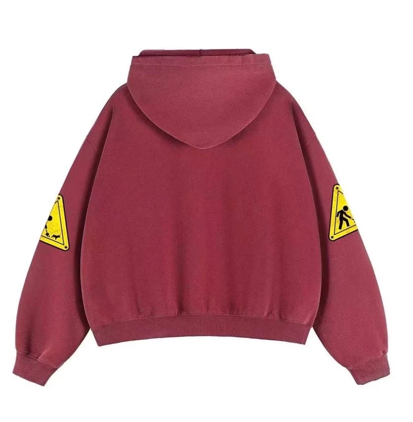 Washed red Bleu Royal zip hoodie, back